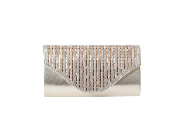 096- Nima Accessories 2 Tone Crystal Evening Bag Clutch