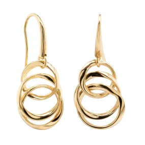 14ct Yellow Gold Triple Circle Hook Earrings