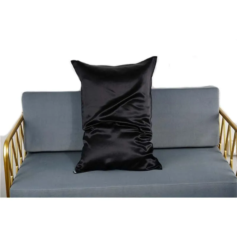 19 Momme silk pillowcase - Queen - Hidden Zip - Black