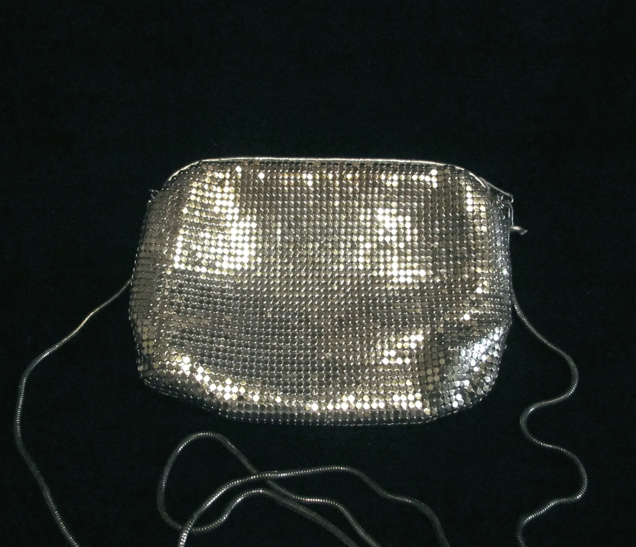 1950s Silver Mesh Purse Whiting Davis Shoulder Bag Clutch Purse