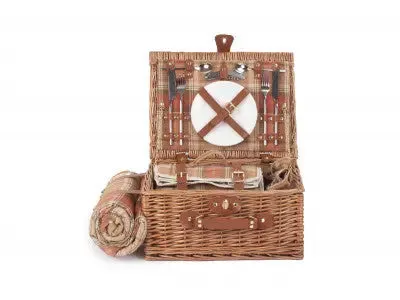 2 PERSON AUTUMN RED TARTAN HAMPER