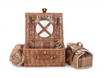 2 PERSON AUTUMN RED TARTAN HAMPER