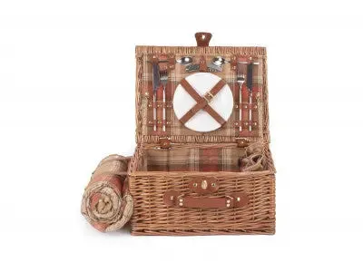 2 PERSON AUTUMN RED TARTAN HAMPER