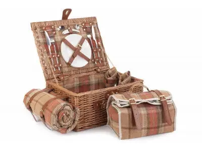 2 PERSON AUTUMN RED TARTAN HAMPER