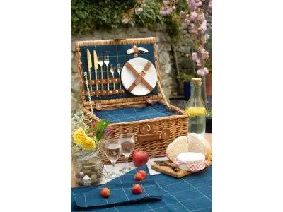 2 PERSON BLUE TWEED HAMPER