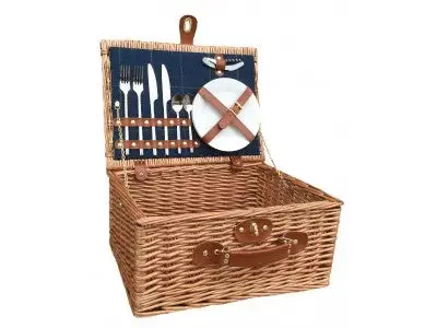 2 PERSON BLUE TWEED HAMPER