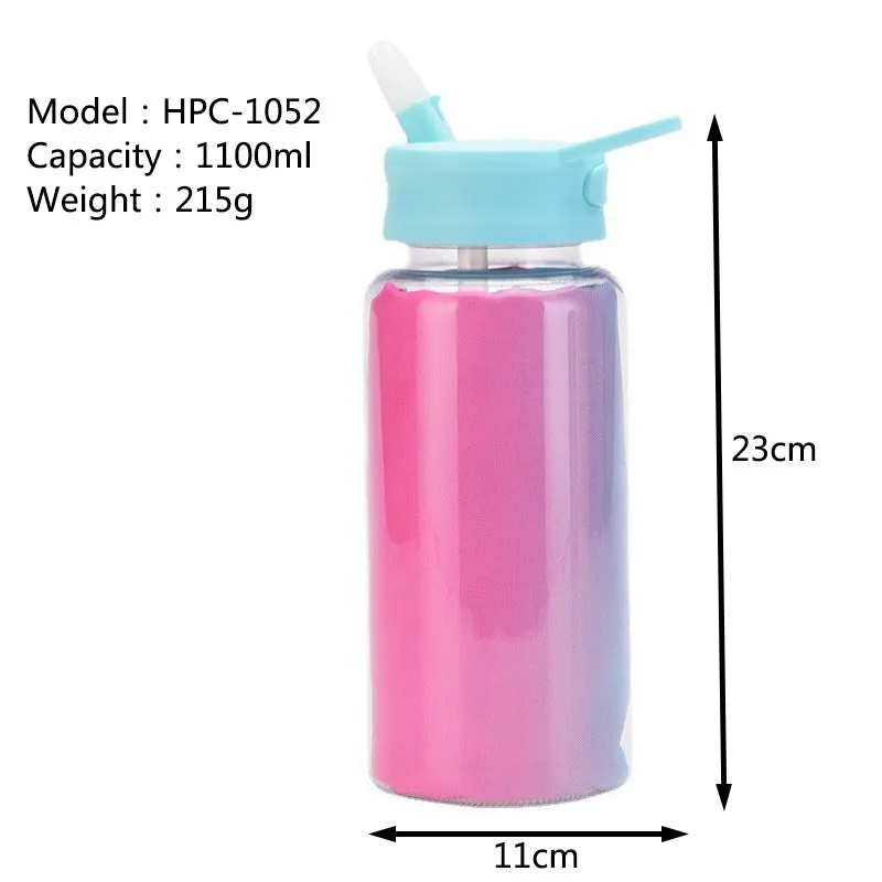 2024 New Plastic Cup Creative Gradient Cloth Bag Water Cup Set Portable Travel Outdoor Large Capacity Straw Water Bottle