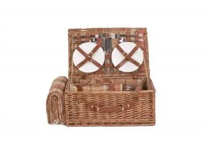 4 PERSON AUTUMN RED TARTAN HAMPER