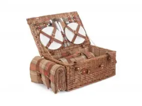 4 PERSON AUTUMN RED TARTAN HAMPER