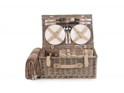 4 PERSON LAVENDER TARTAN HAMPER