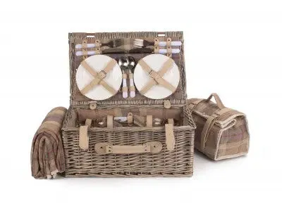 4 PERSON LAVENDER TARTAN HAMPER