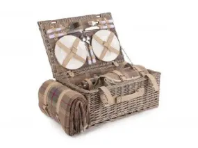 4 PERSON LAVENDER TARTAN HAMPER