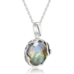 925 Sterling Silver Round Brown Labradorite 14mm Pendant