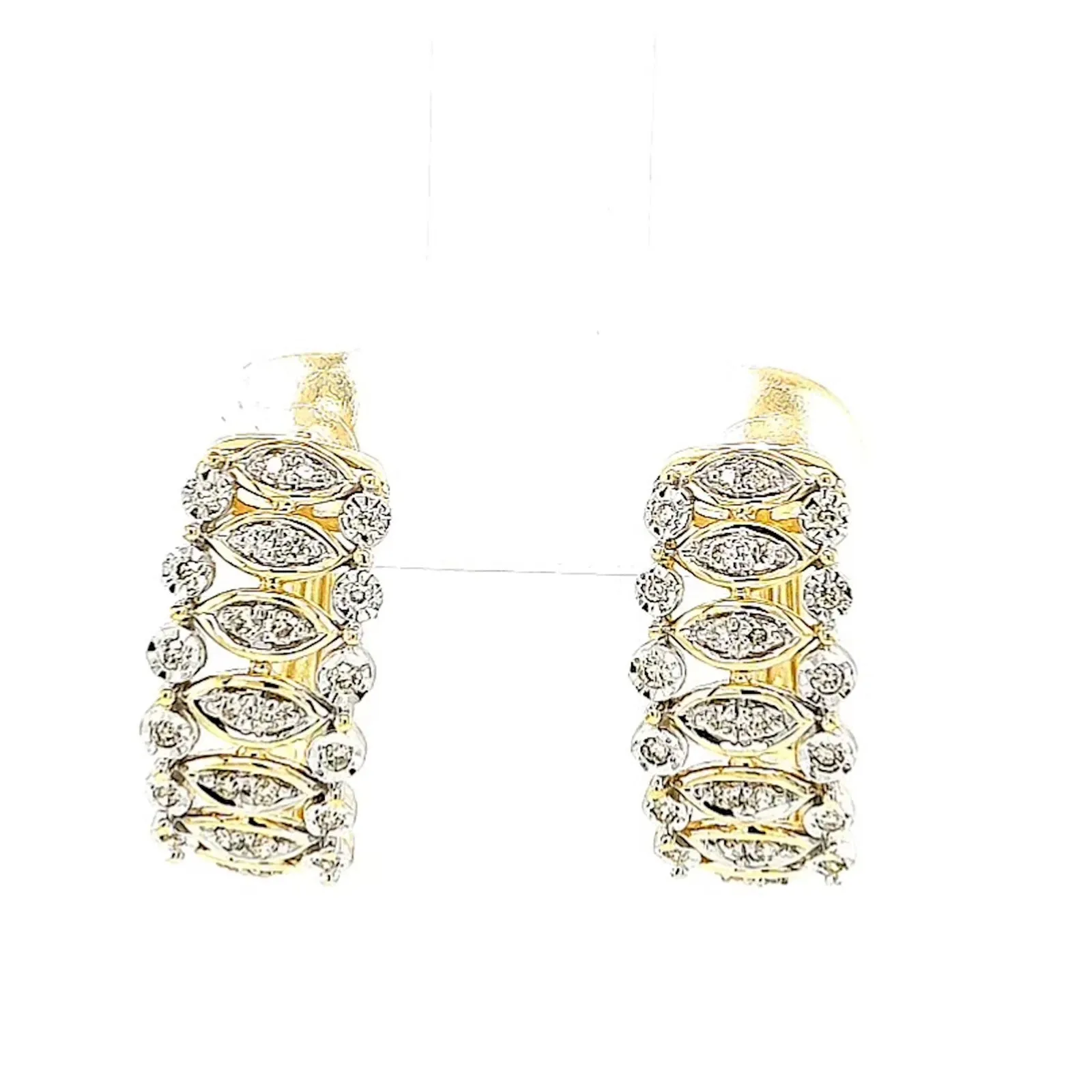 9ct Yellow Gold Round Brilliant Cut 1/4 CARAT tw of Diamonds Huggies Earrings