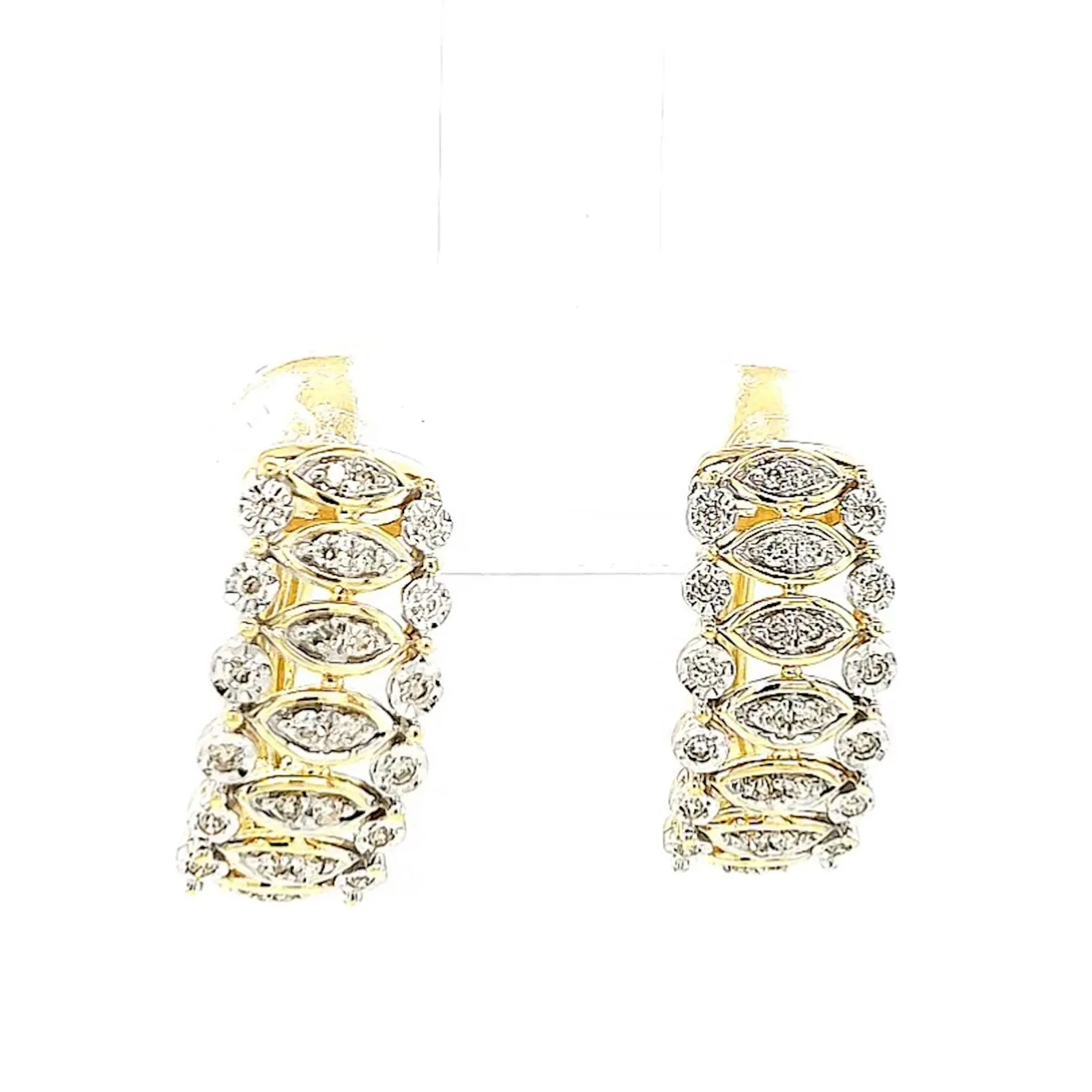 9ct Yellow Gold Round Brilliant Cut 1/4 CARAT tw of Diamonds Huggies Earrings