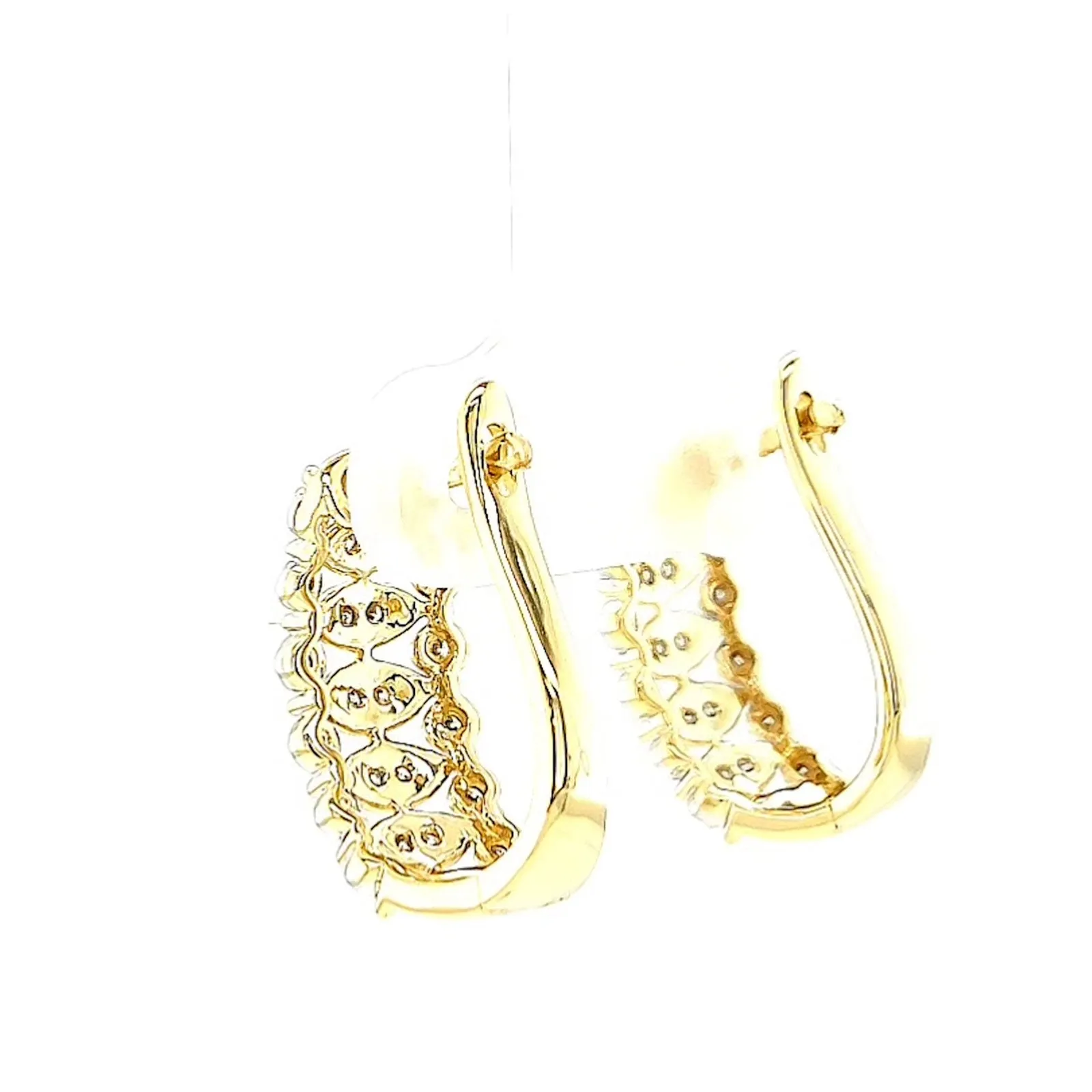 9ct Yellow Gold Round Brilliant Cut 1/4 CARAT tw of Diamonds Huggies Earrings