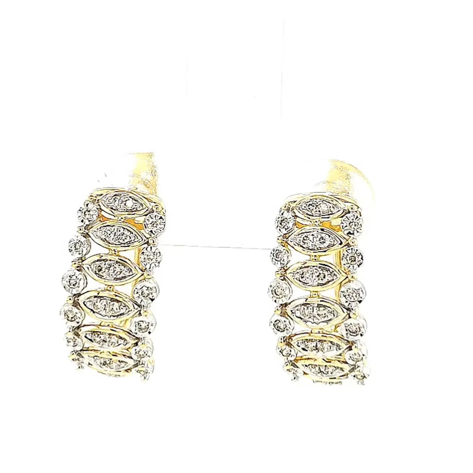 9ct Yellow Gold Round Brilliant Cut 1/4 CARAT tw of Diamonds Huggies Earrings