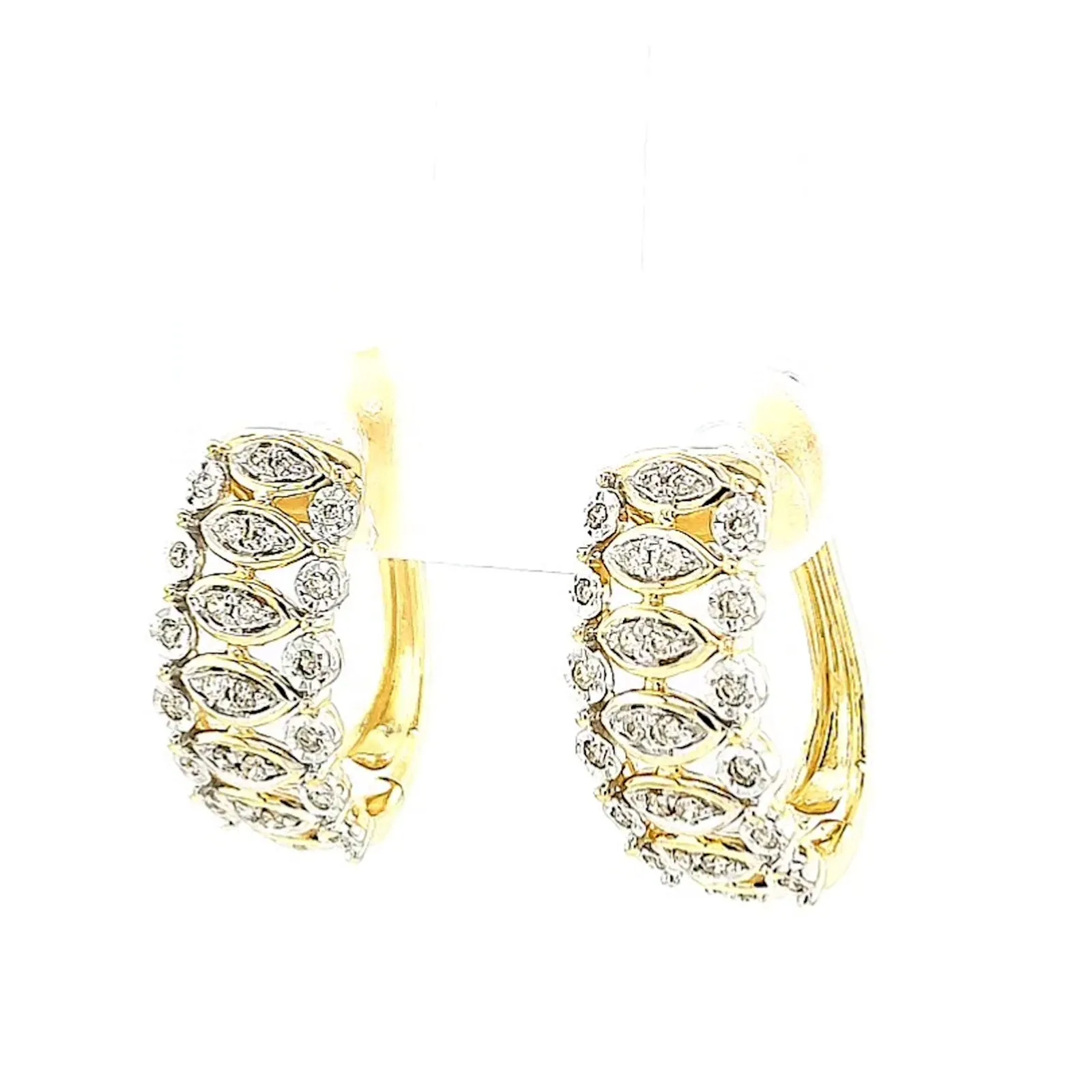 9ct Yellow Gold Round Brilliant Cut 1/4 CARAT tw of Diamonds Huggies Earrings