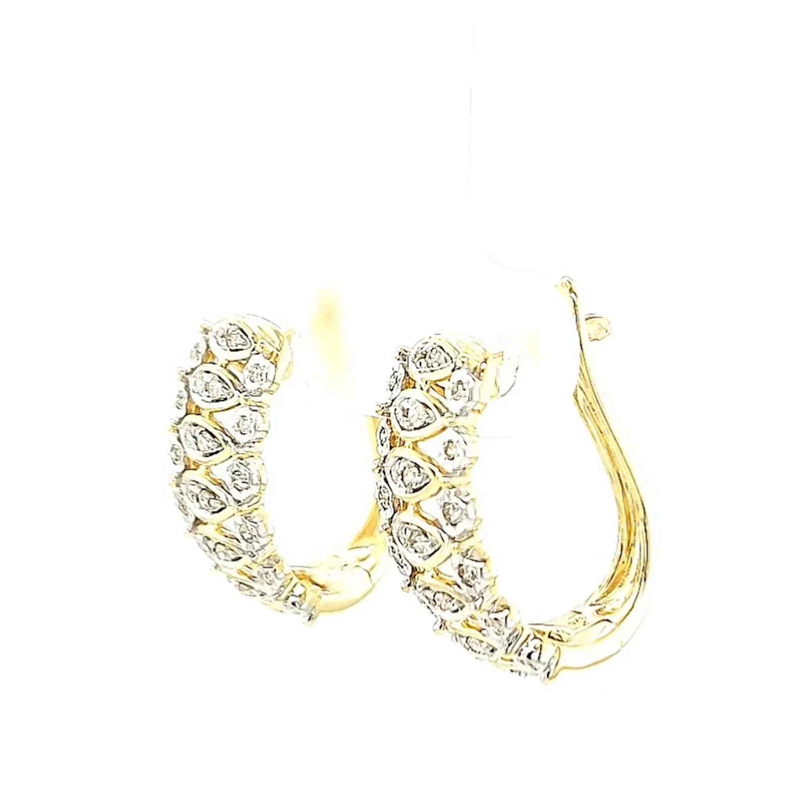 9ct Yellow Gold Round Brilliant Cut 1/4 CARAT tw of Diamonds Huggies Earrings