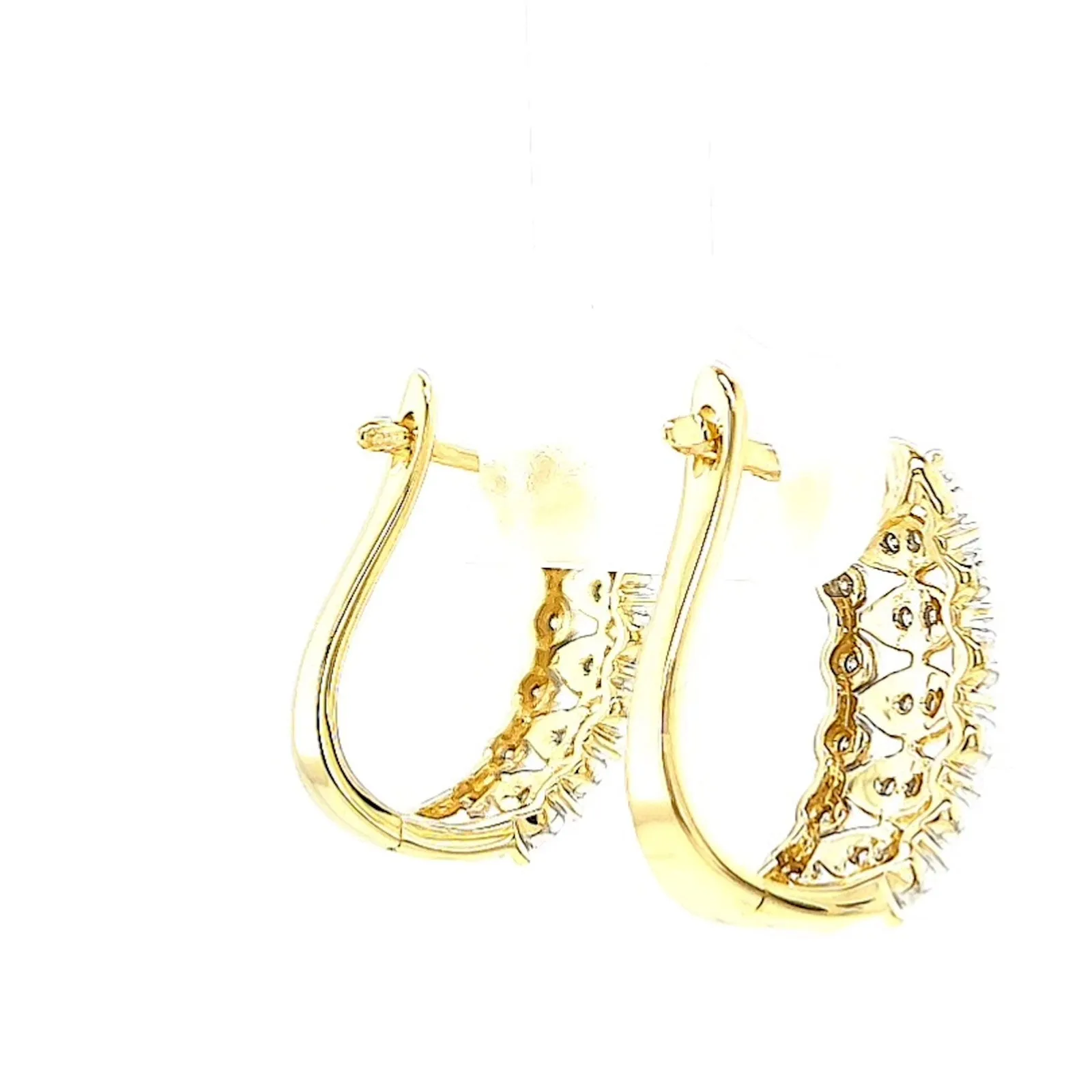 9ct Yellow Gold Round Brilliant Cut 1/4 CARAT tw of Diamonds Huggies Earrings