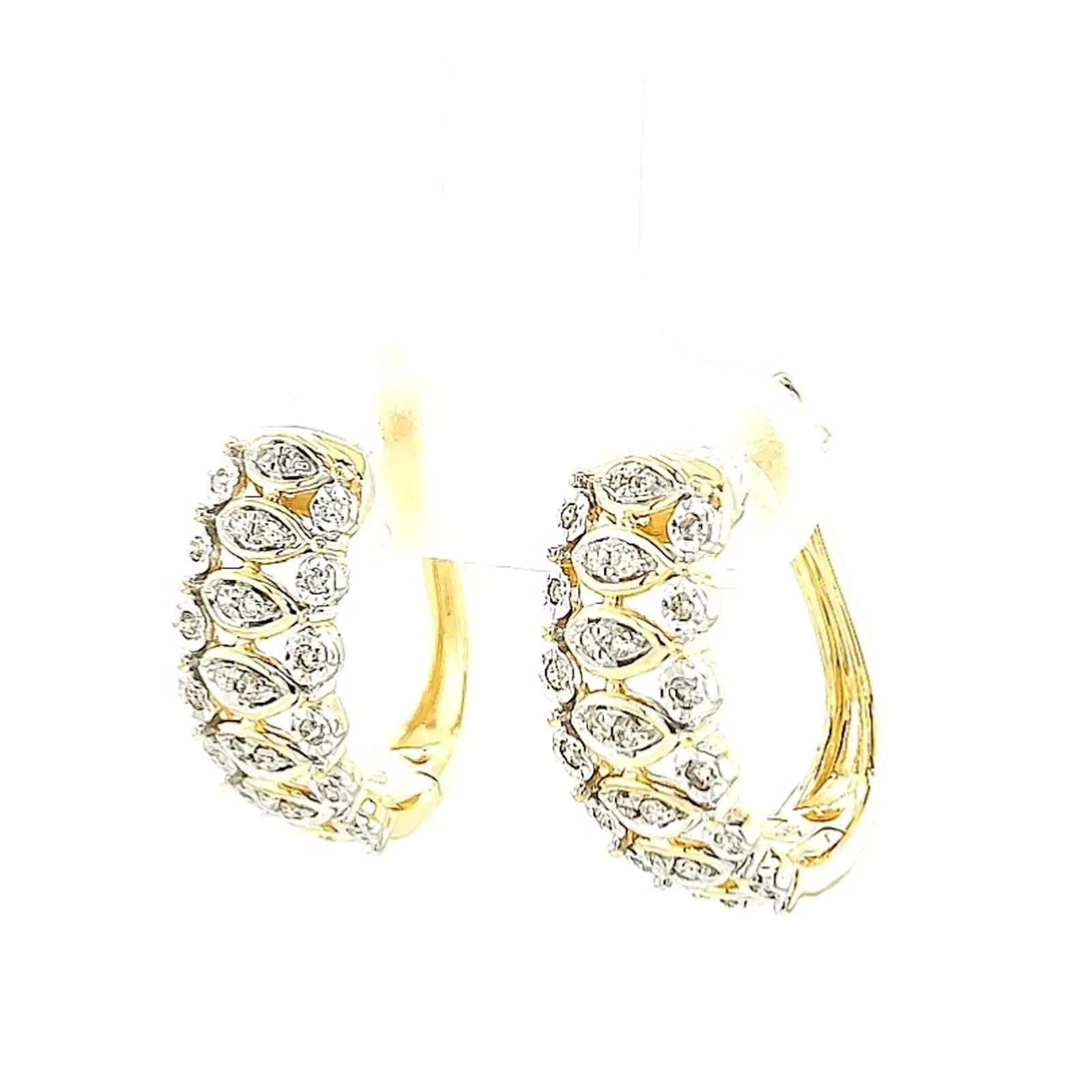 9ct Yellow Gold Round Brilliant Cut 1/4 CARAT tw of Diamonds Huggies Earrings