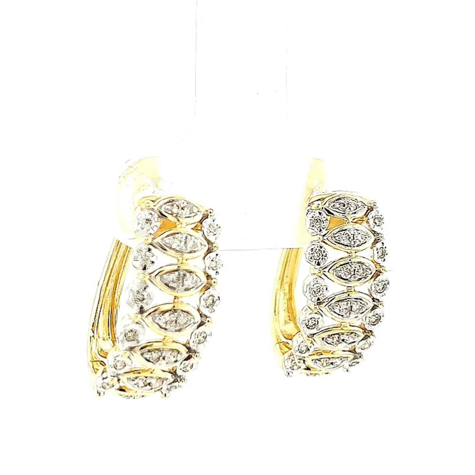 9ct Yellow Gold Round Brilliant Cut 1/4 CARAT tw of Diamonds Huggies Earrings