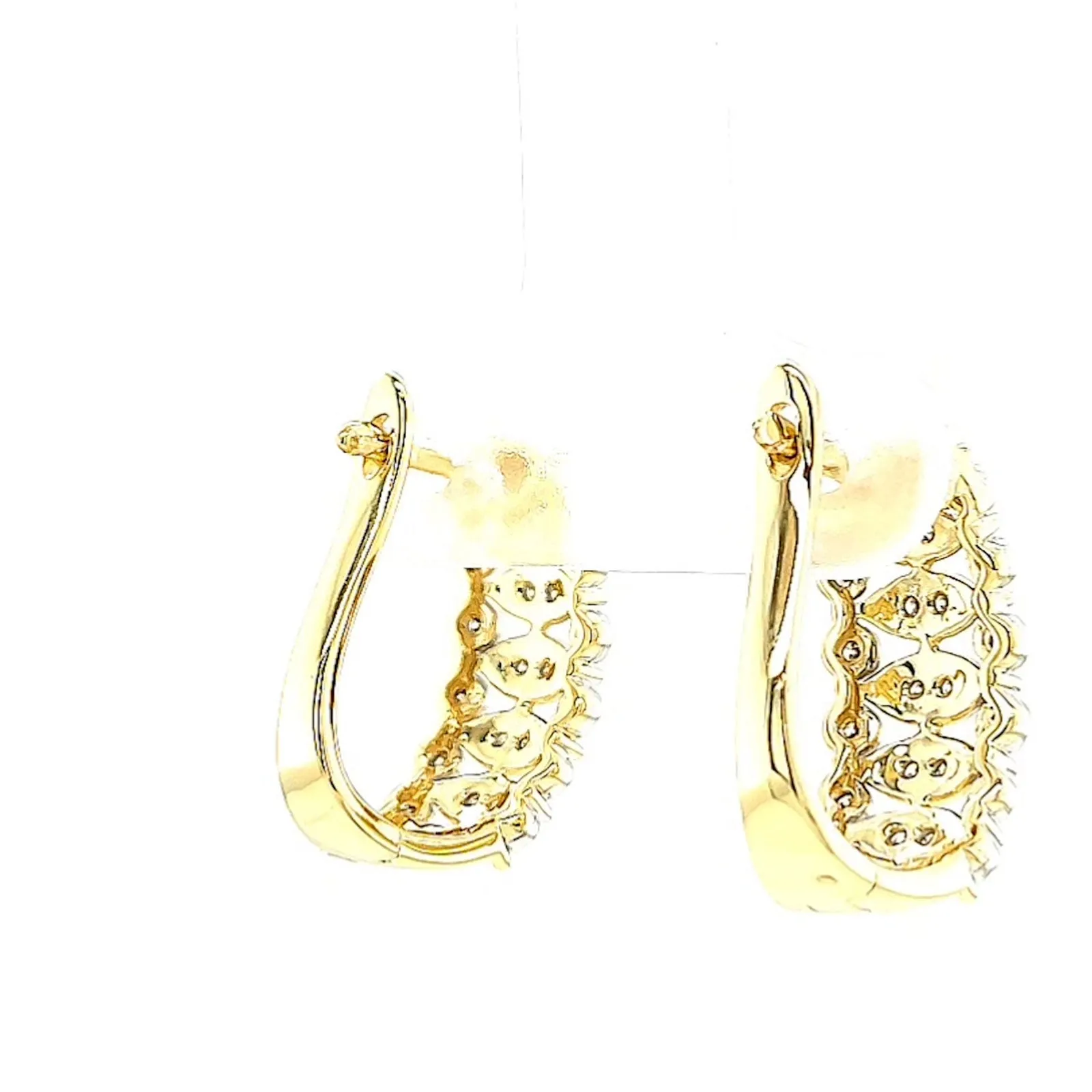 9ct Yellow Gold Round Brilliant Cut 1/4 CARAT tw of Diamonds Huggies Earrings