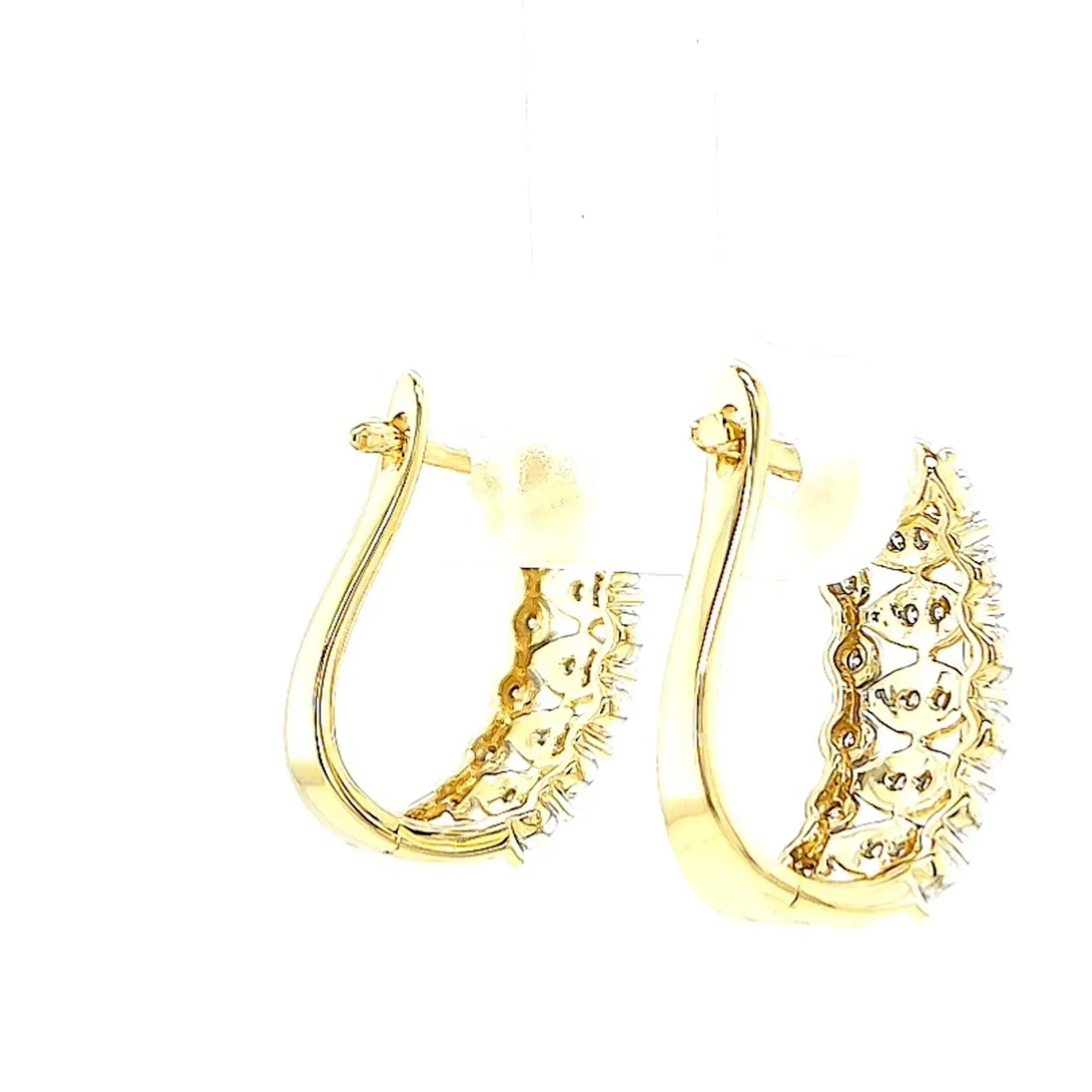 9ct Yellow Gold Round Brilliant Cut 1/4 CARAT tw of Diamonds Huggies Earrings