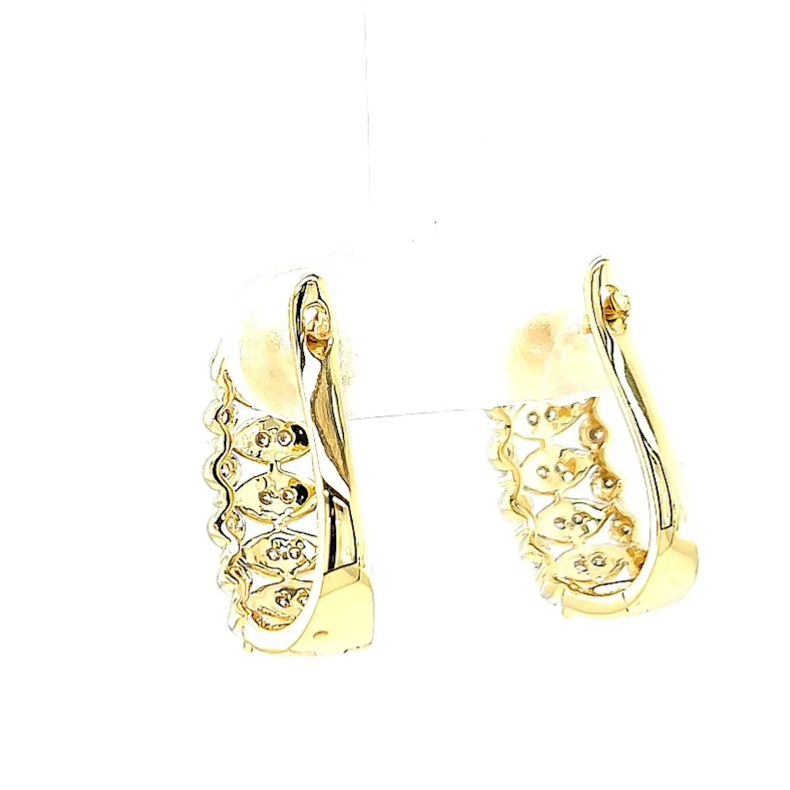 9ct Yellow Gold Round Brilliant Cut 1/4 CARAT tw of Diamonds Huggies Earrings