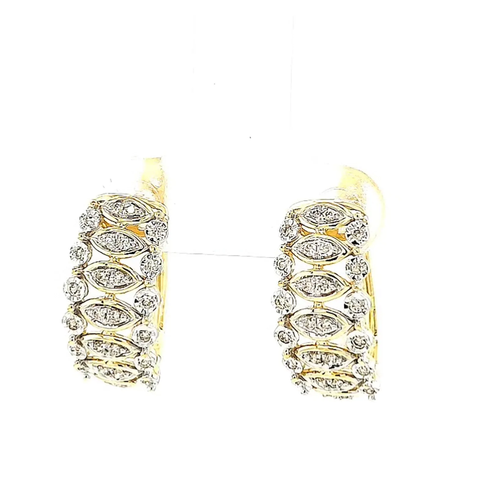 9ct Yellow Gold Round Brilliant Cut 1/4 CARAT tw of Diamonds Huggies Earrings