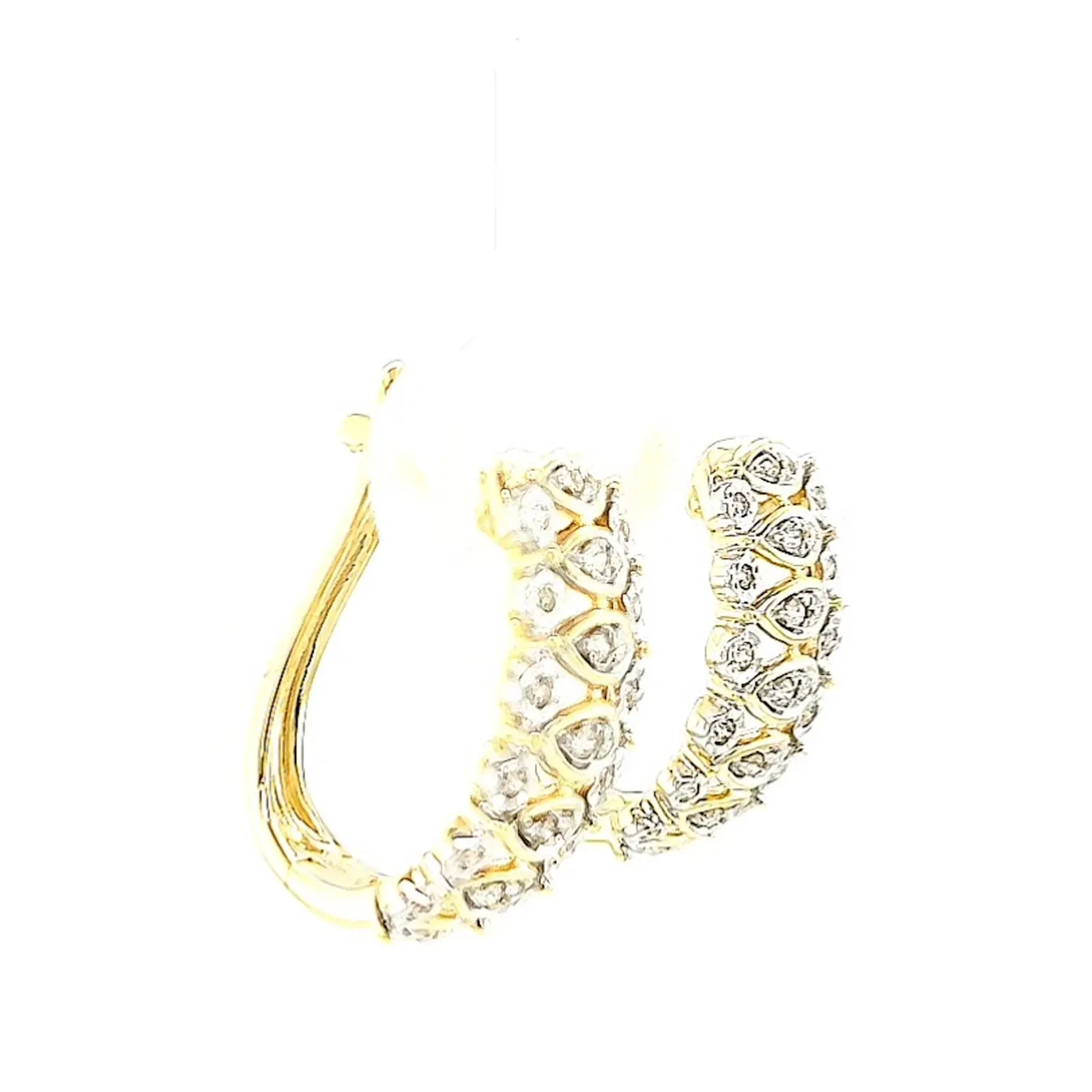 9ct Yellow Gold Round Brilliant Cut 1/4 CARAT tw of Diamonds Huggies Earrings