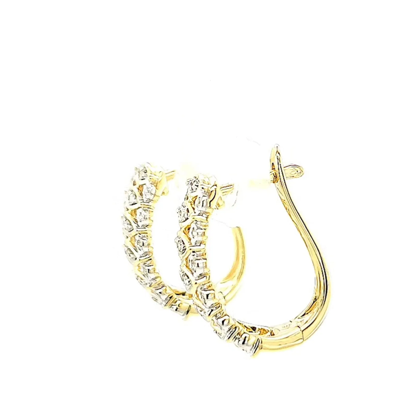 9ct Yellow Gold Round Brilliant Cut 1/4 CARAT tw of Diamonds Huggies Earrings