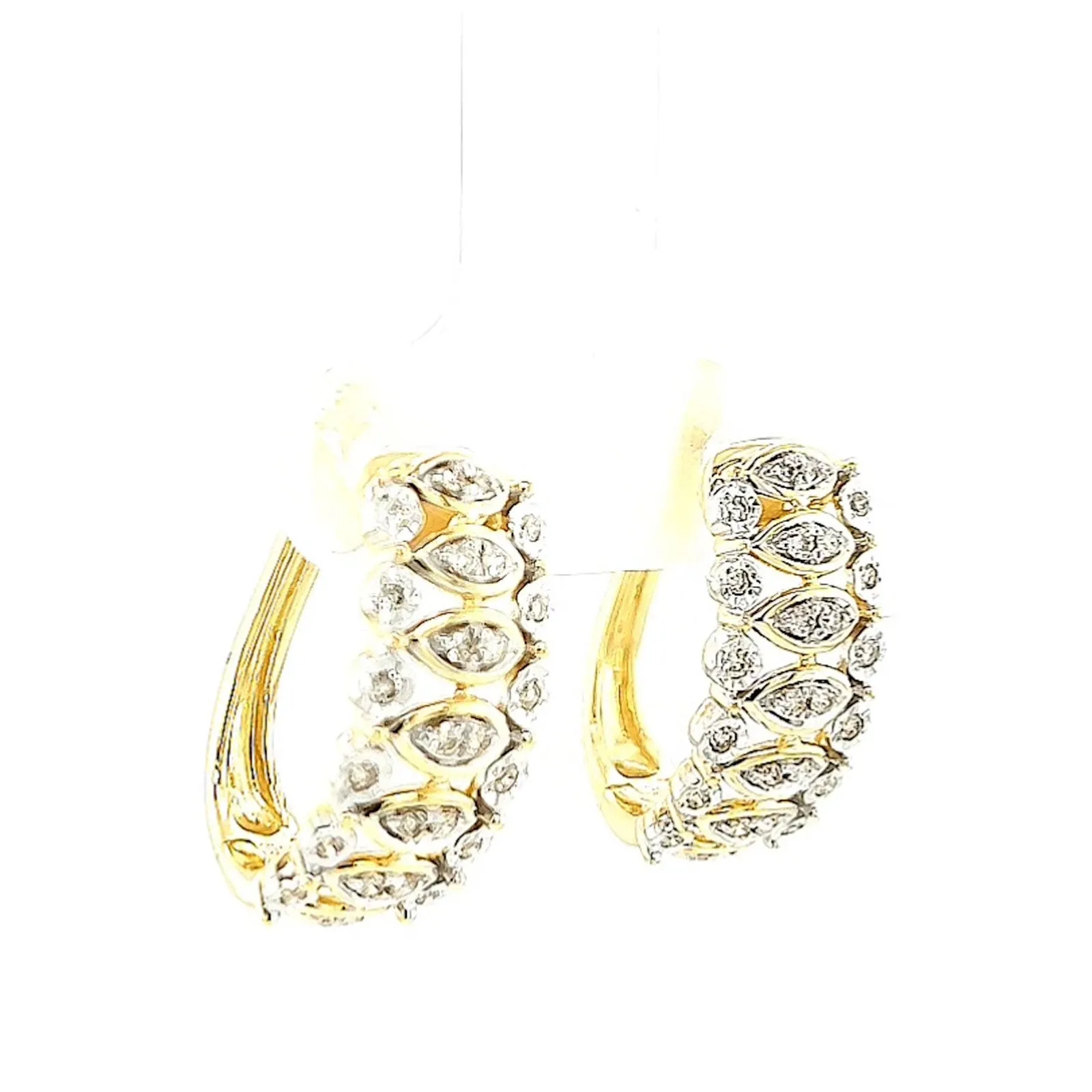 9ct Yellow Gold Round Brilliant Cut 1/4 CARAT tw of Diamonds Huggies Earrings