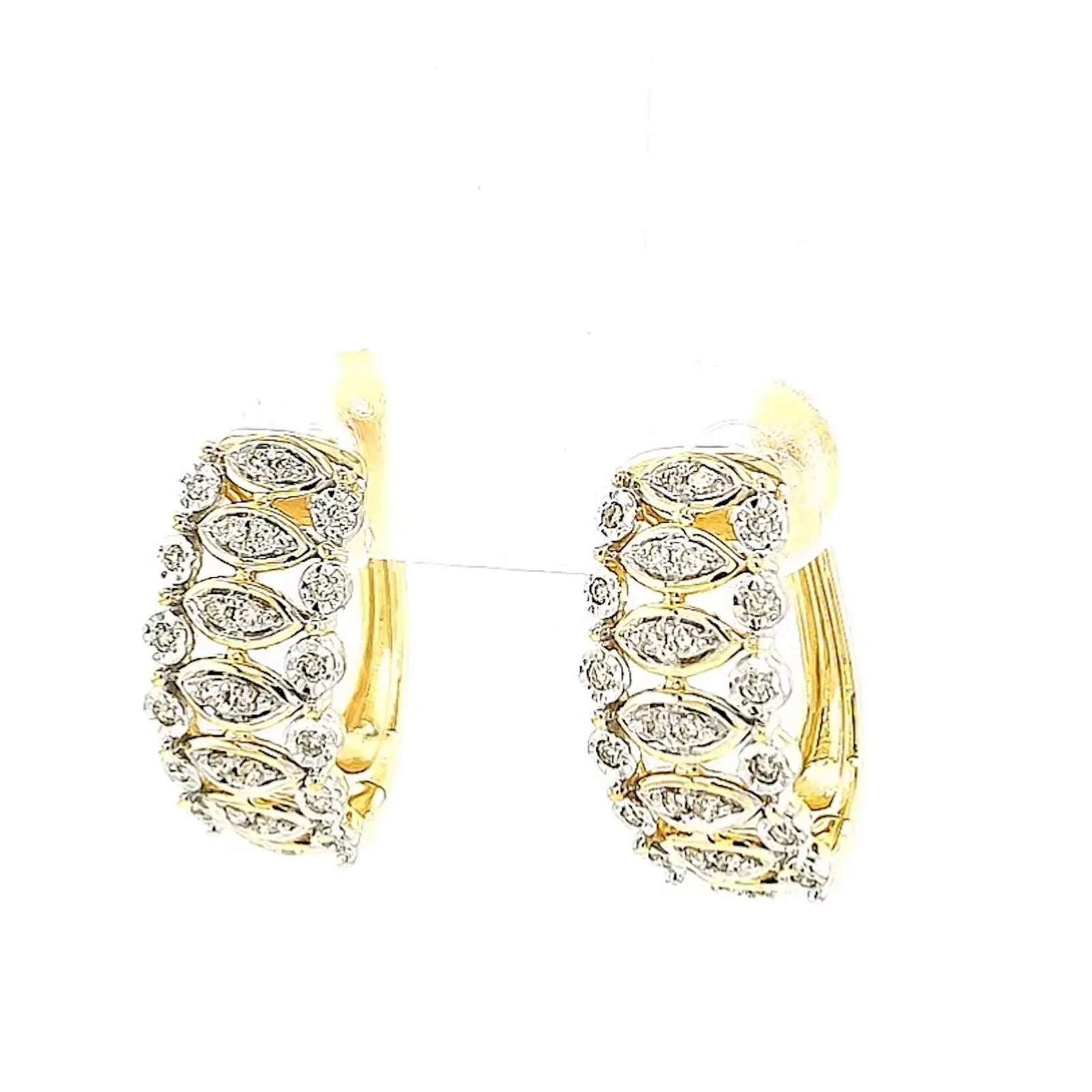 9ct Yellow Gold Round Brilliant Cut 1/4 CARAT tw of Diamonds Huggies Earrings