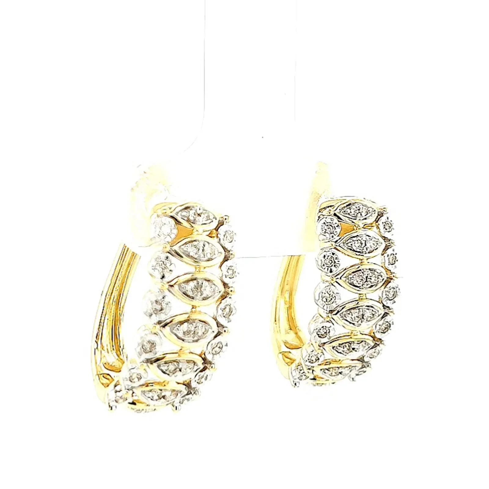 9ct Yellow Gold Round Brilliant Cut 1/4 CARAT tw of Diamonds Huggies Earrings