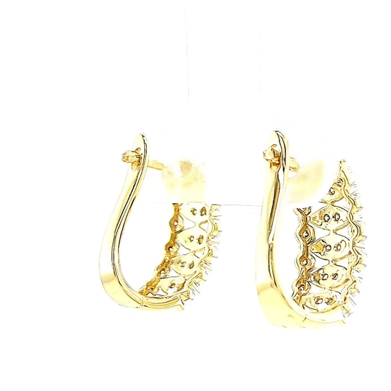 9ct Yellow Gold Round Brilliant Cut 1/4 CARAT tw of Diamonds Huggies Earrings