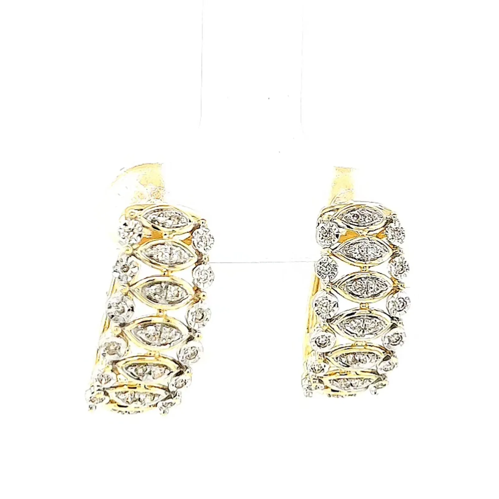 9ct Yellow Gold Round Brilliant Cut 1/4 CARAT tw of Diamonds Huggies Earrings