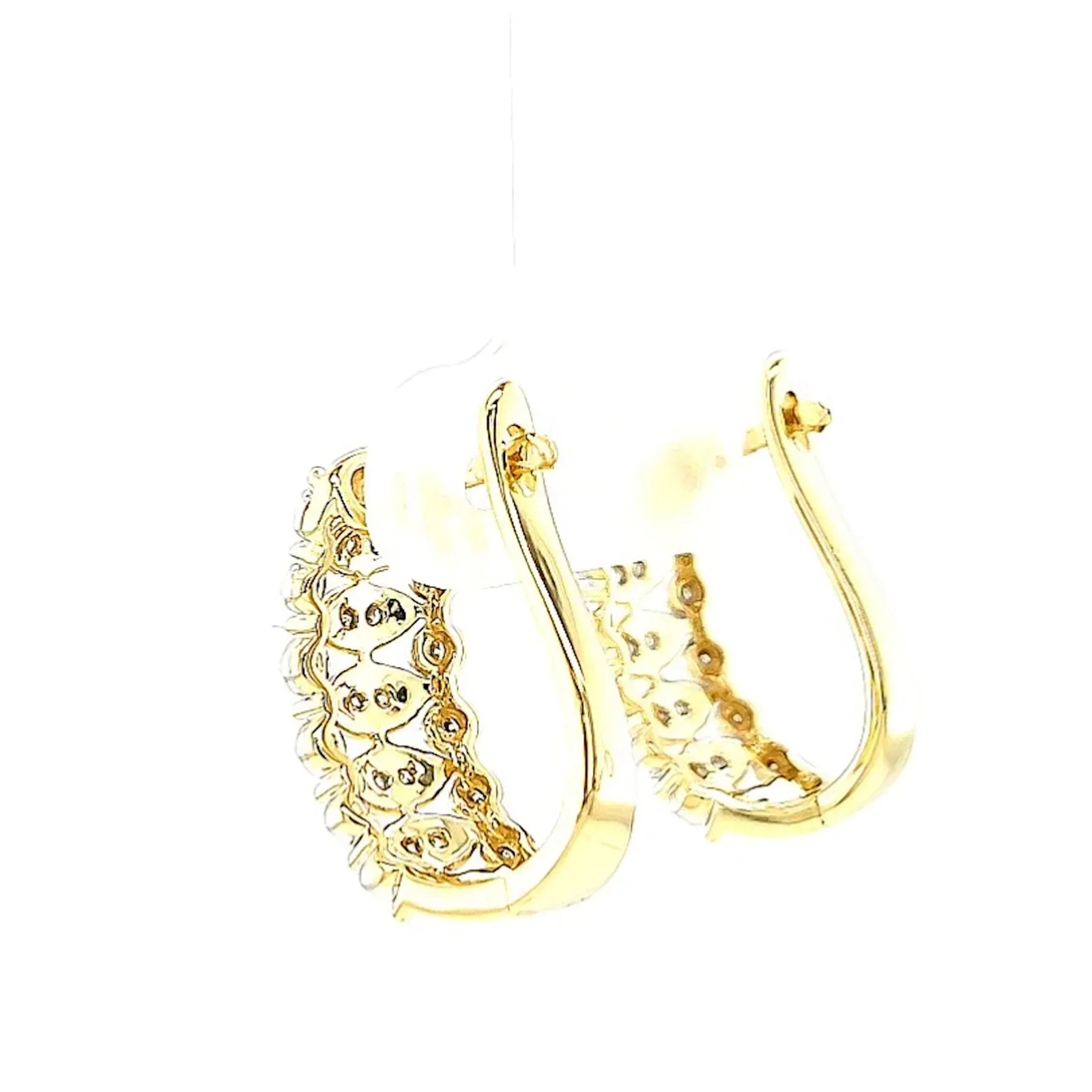 9ct Yellow Gold Round Brilliant Cut 1/4 CARAT tw of Diamonds Huggies Earrings