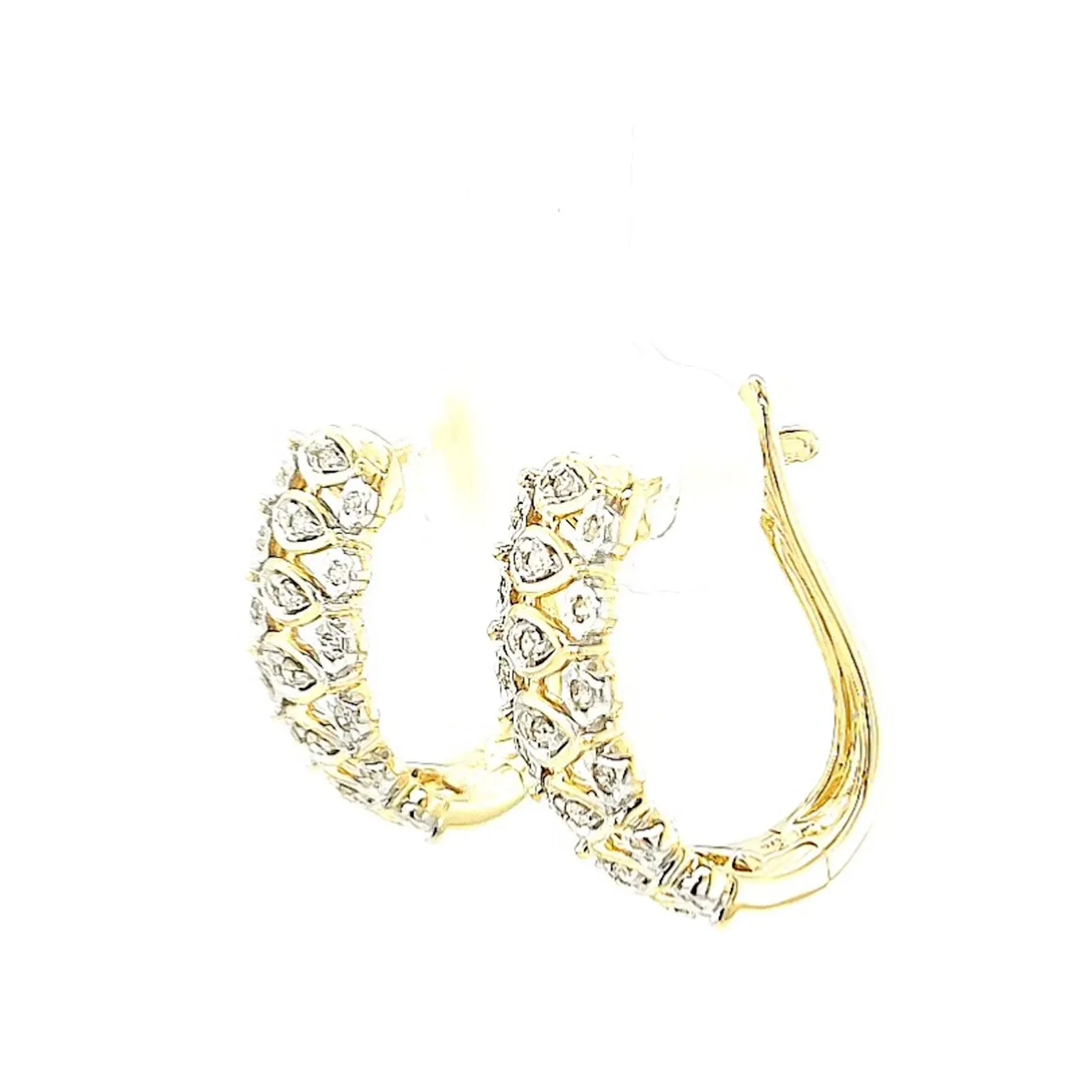 9ct Yellow Gold Round Brilliant Cut 1/4 CARAT tw of Diamonds Huggies Earrings