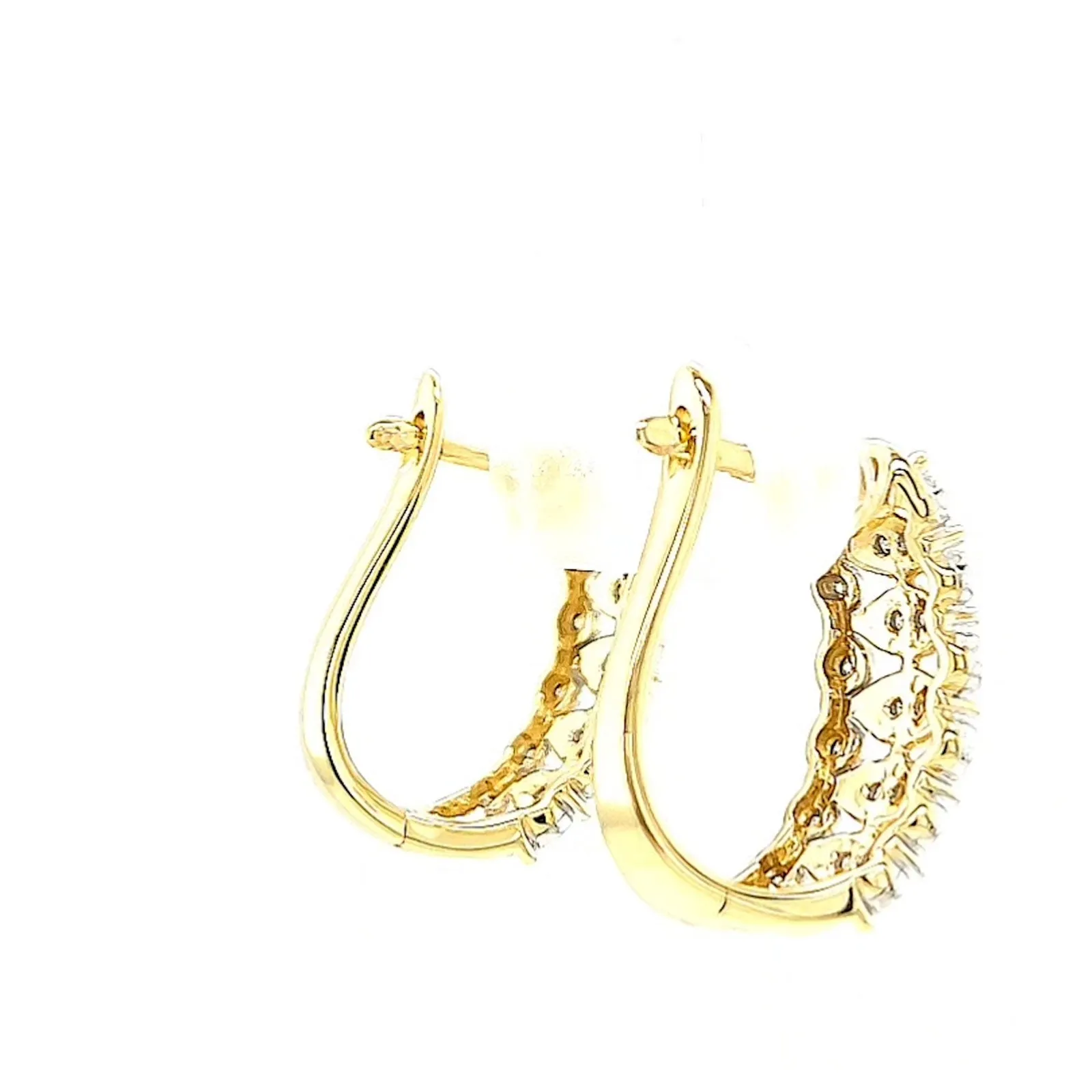 9ct Yellow Gold Round Brilliant Cut 1/4 CARAT tw of Diamonds Huggies Earrings