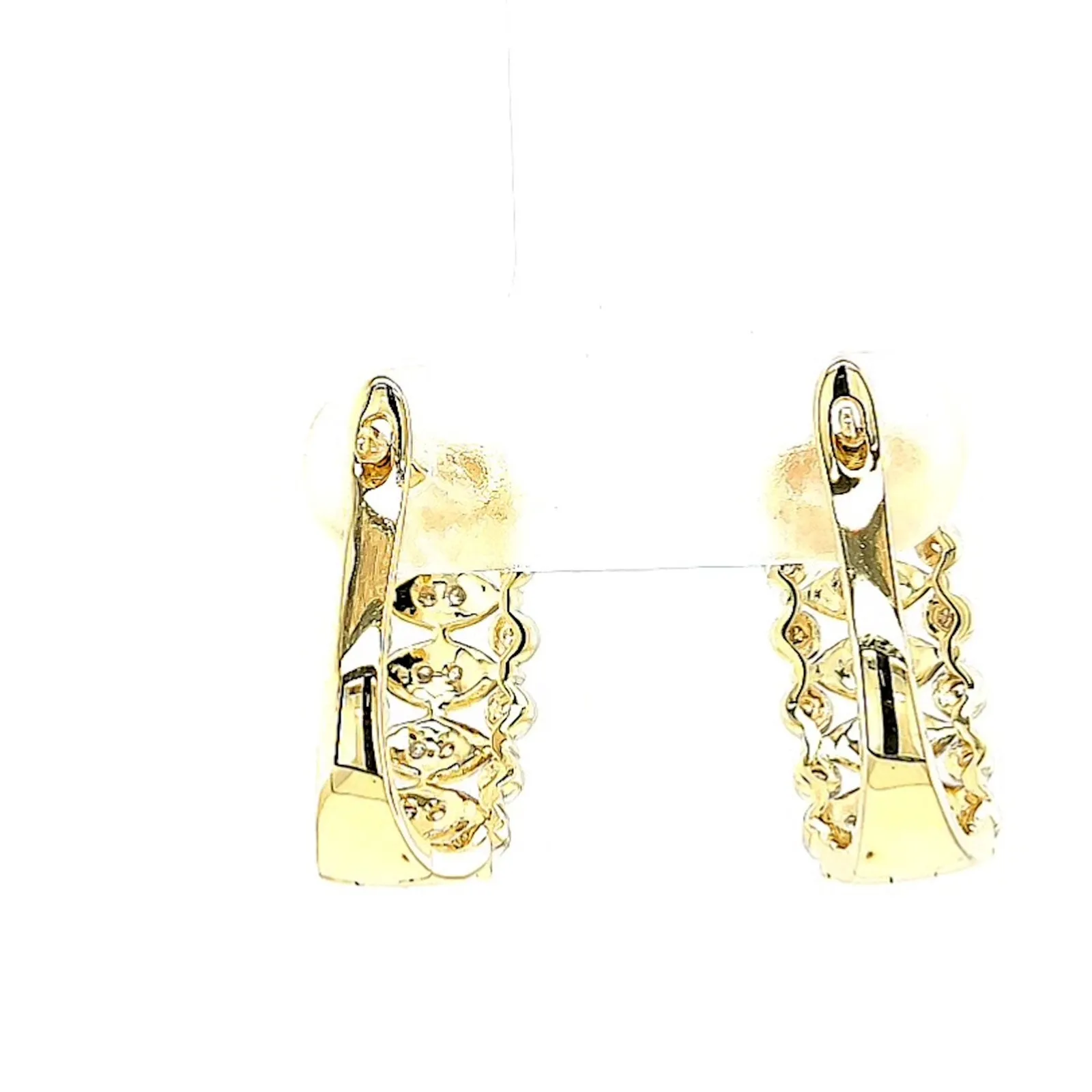 9ct Yellow Gold Round Brilliant Cut 1/4 CARAT tw of Diamonds Huggies Earrings