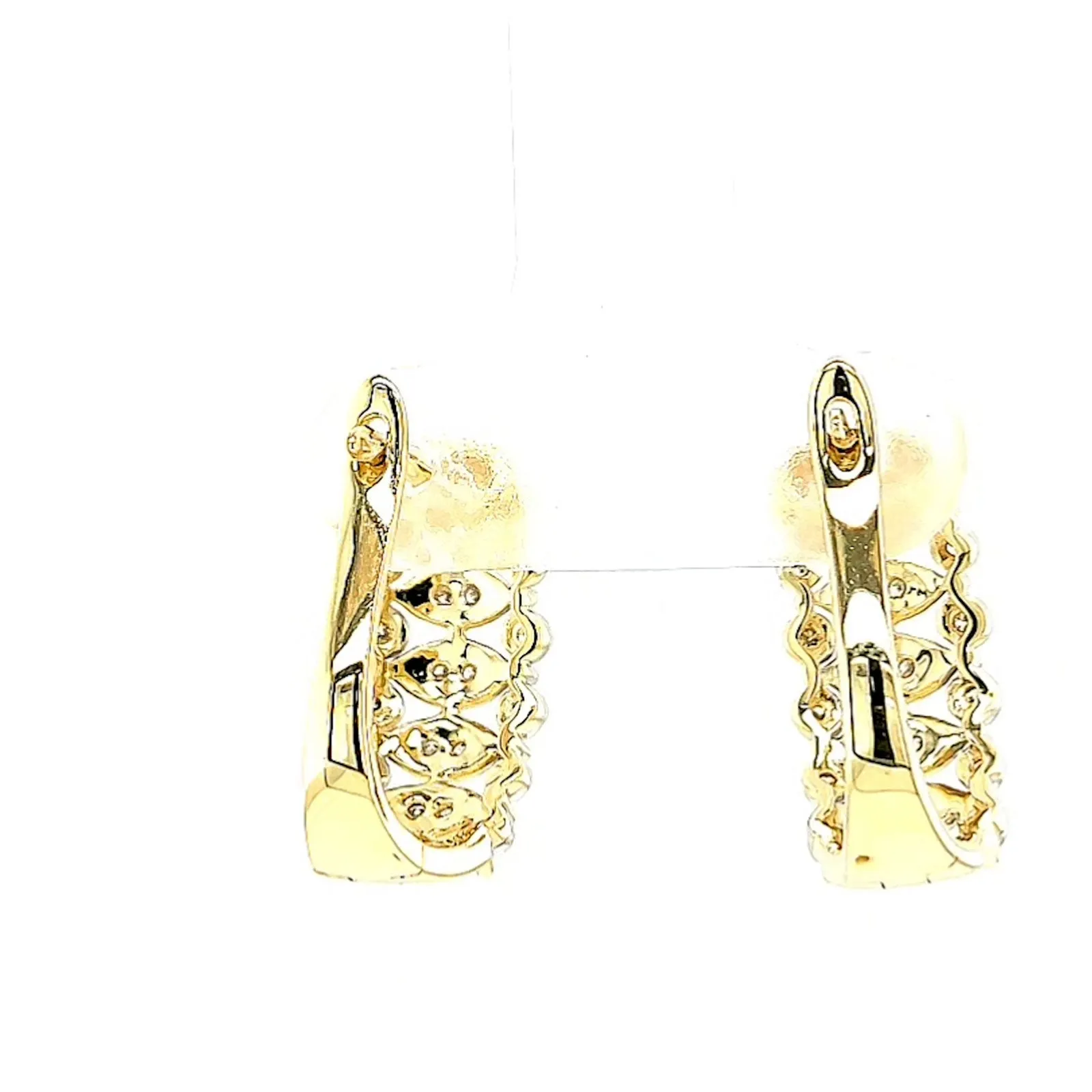 9ct Yellow Gold Round Brilliant Cut 1/4 CARAT tw of Diamonds Huggies Earrings