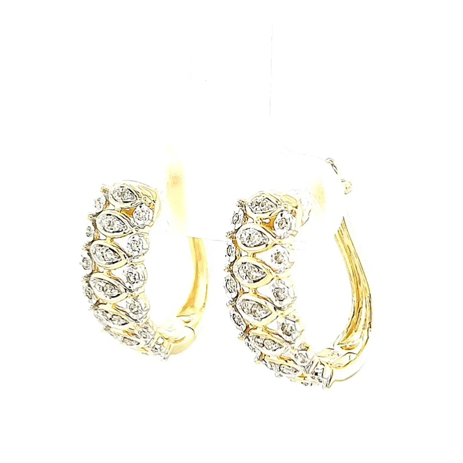 9ct Yellow Gold Round Brilliant Cut 1/4 CARAT tw of Diamonds Huggies Earrings