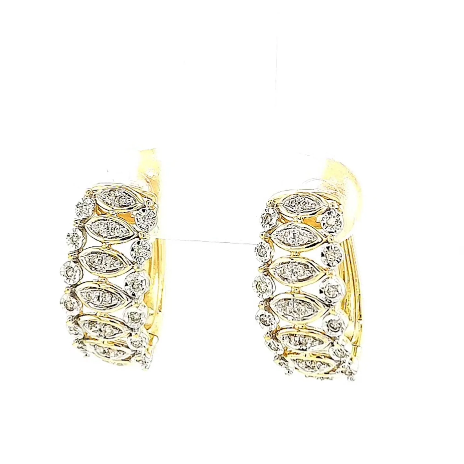 9ct Yellow Gold Round Brilliant Cut 1/4 CARAT tw of Diamonds Huggies Earrings