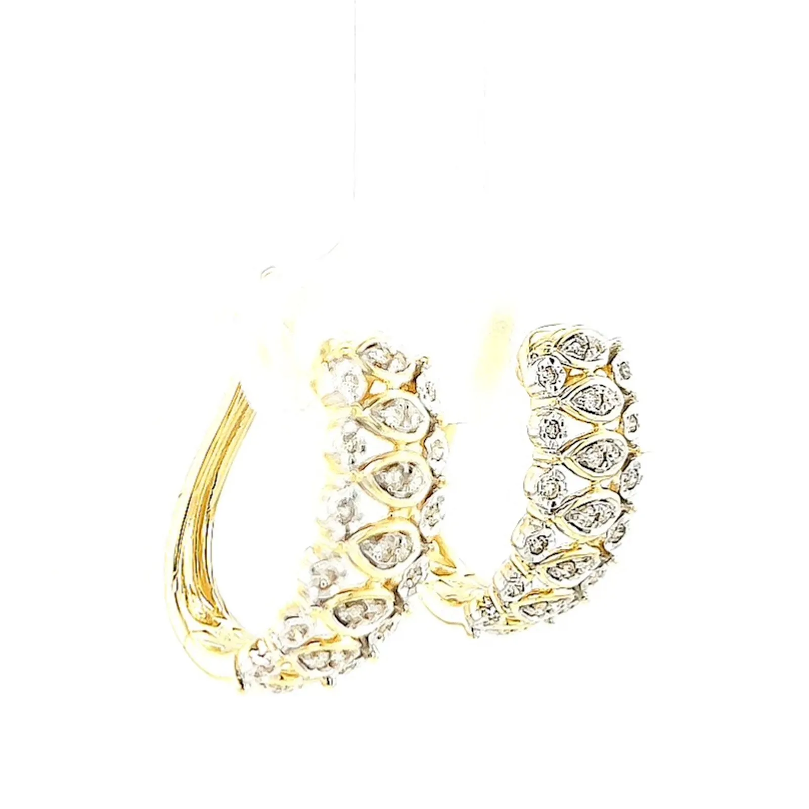 9ct Yellow Gold Round Brilliant Cut 1/4 CARAT tw of Diamonds Huggies Earrings