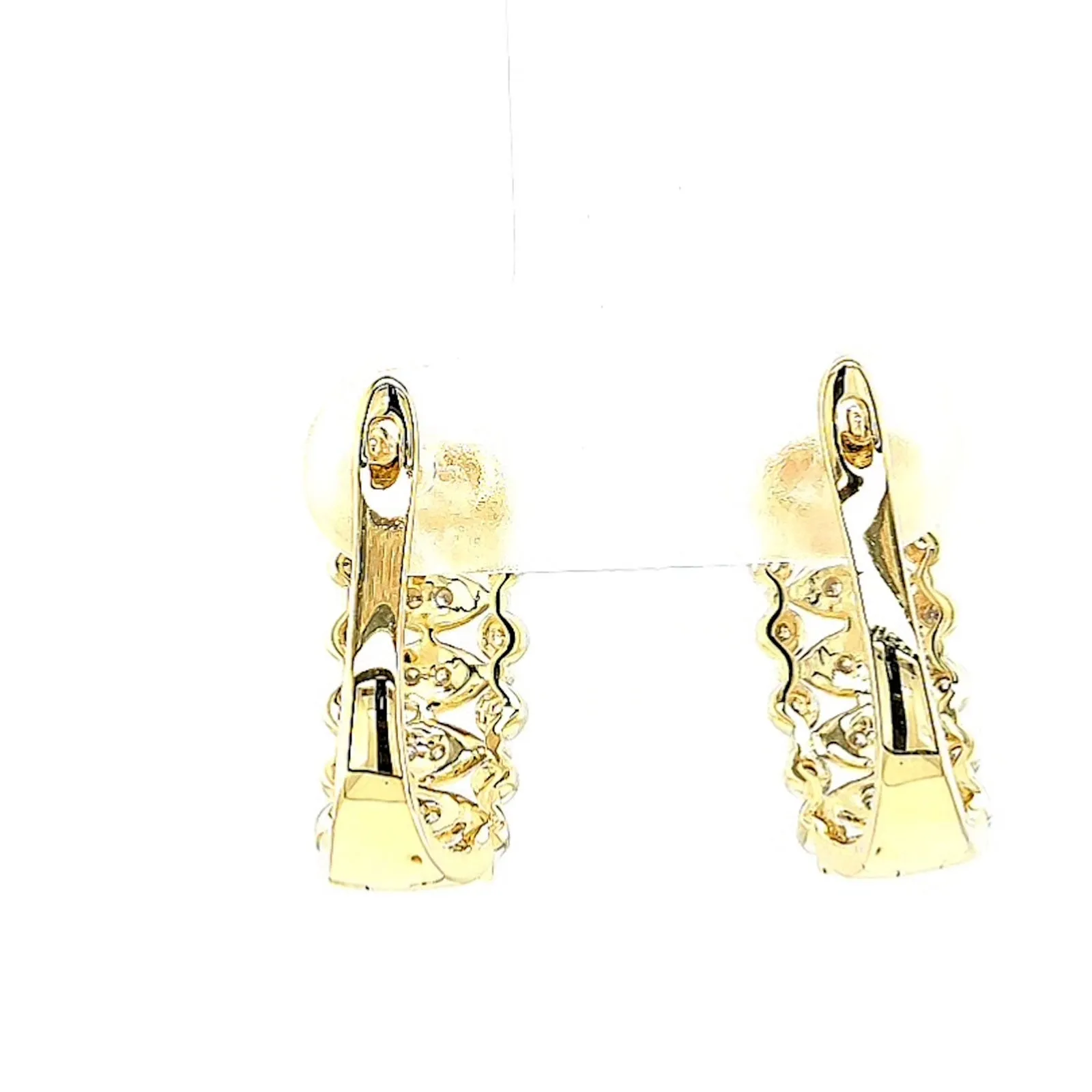 9ct Yellow Gold Round Brilliant Cut 1/4 CARAT tw of Diamonds Huggies Earrings