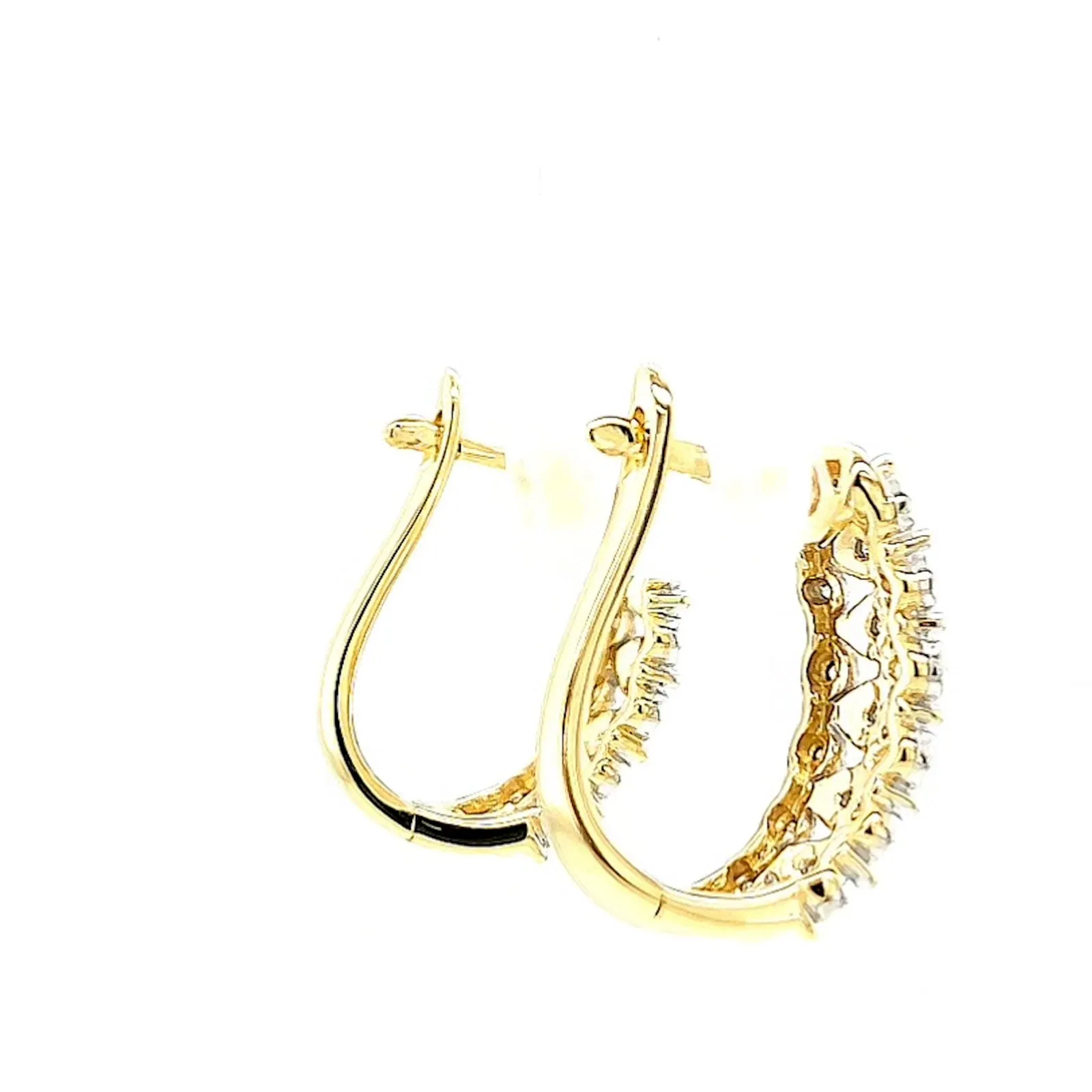 9ct Yellow Gold Round Brilliant Cut 1/4 CARAT tw of Diamonds Huggies Earrings