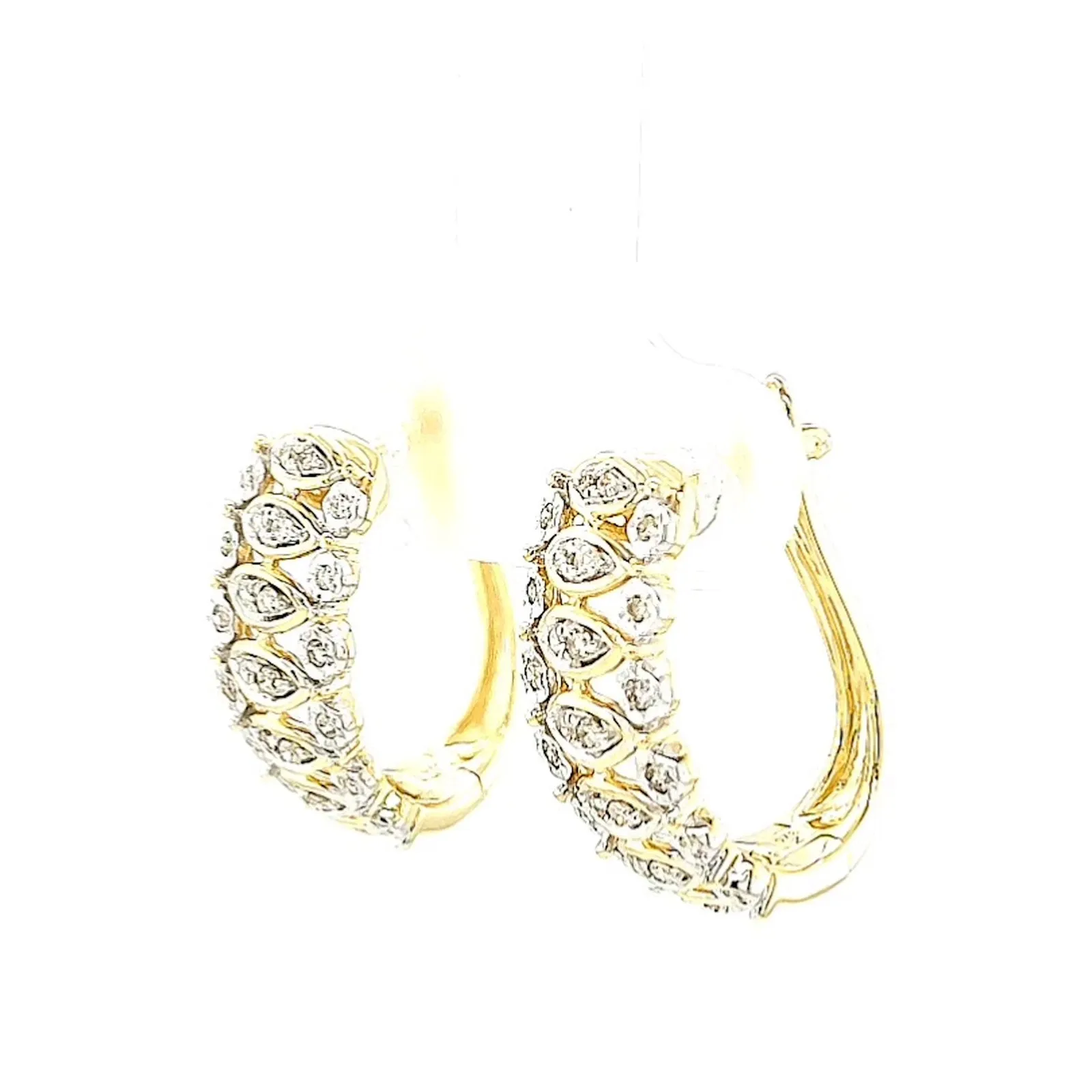 9ct Yellow Gold Round Brilliant Cut 1/4 CARAT tw of Diamonds Huggies Earrings