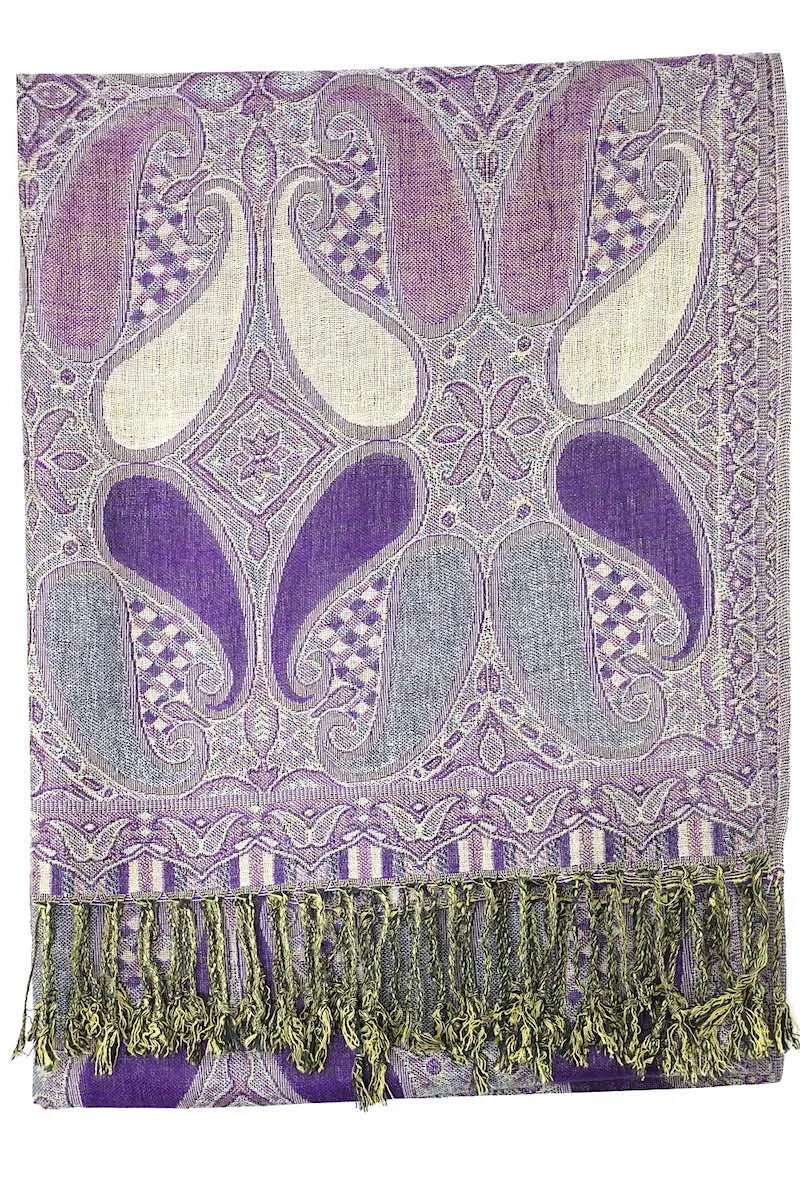 Achillea Purple Multi Color Paisley Pashmina