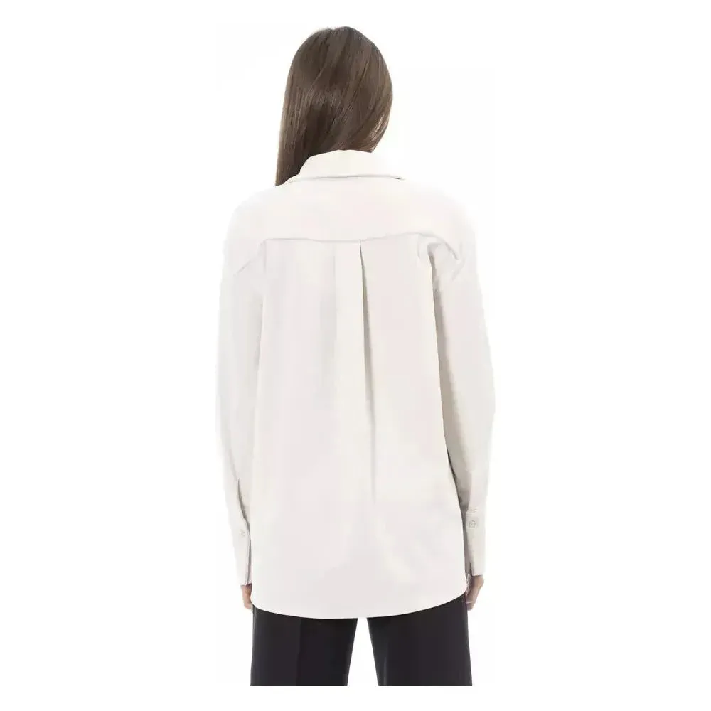 Alpha Studio White Polyester Women Shirt